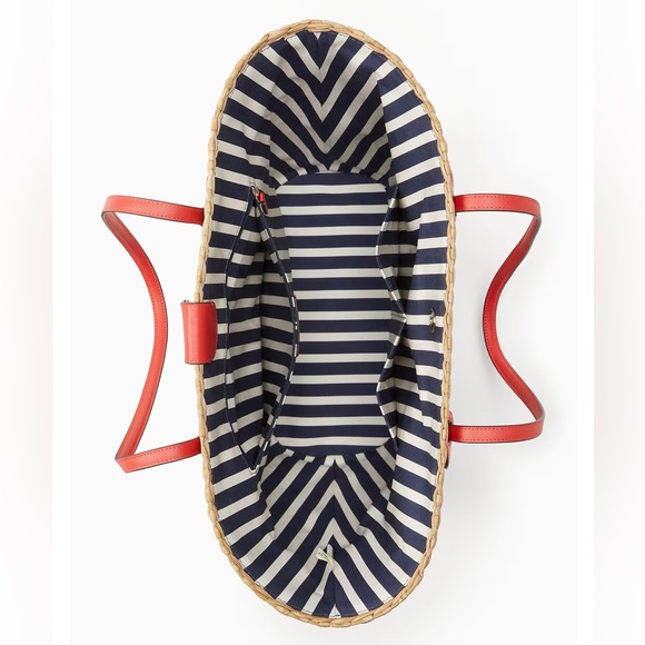 ♠️kate spade Pinch Me Crab Large Natural Straw Tote - Picture 6 of 14